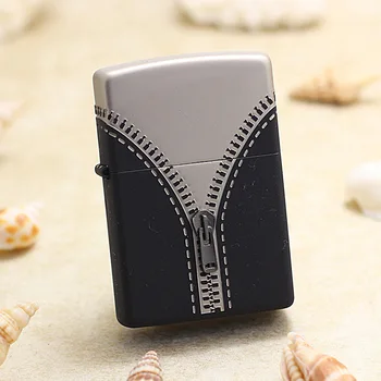 

Genuine Zippo oil lighter copper windproof Black zipper 3D cigarette Kerosene lighters Gift With anti-counterfeiting code