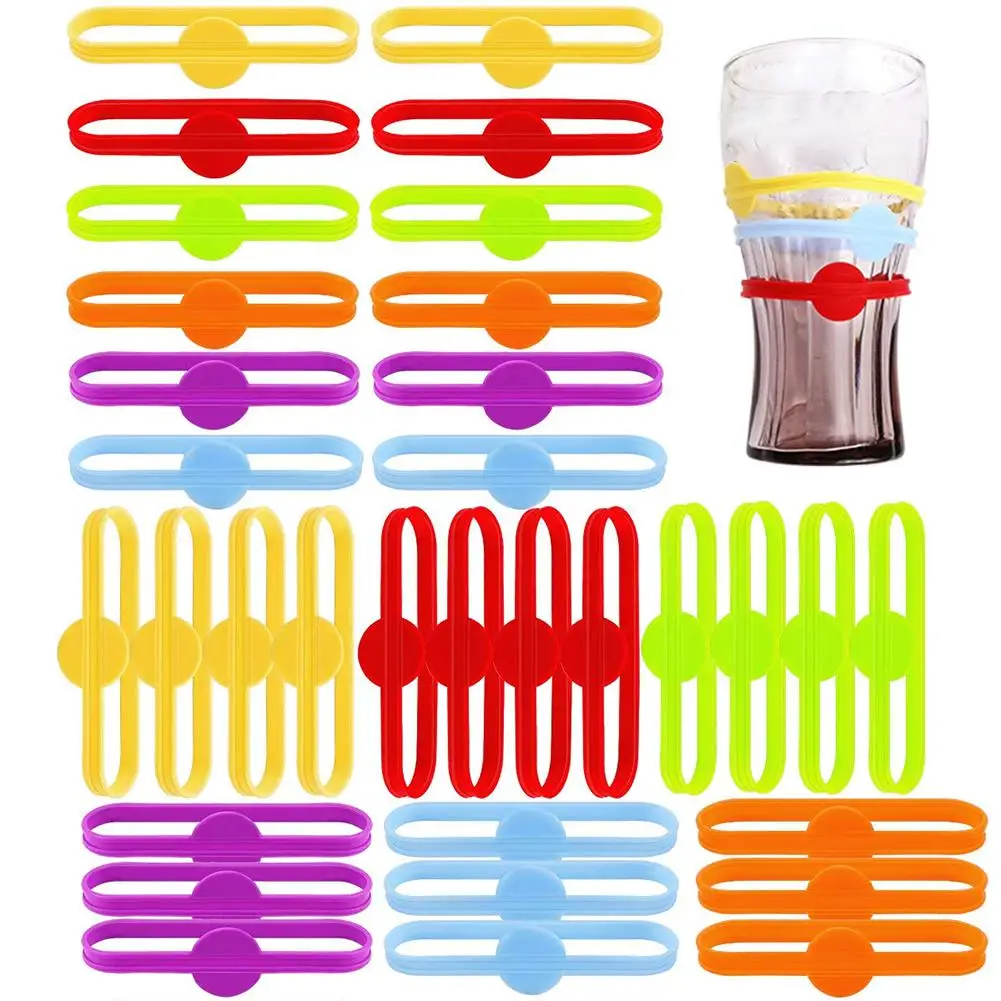 Wine Labels Glasses Drinking Tag Set Food Grade Silicone Mark Long Strips Goblet Tag Glass Markers For Bar Party wine glass marker wine glass decorations
