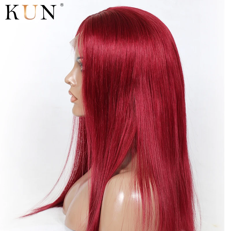 99J цвет красного вина Синтетические волосы на кружеве человеческие волосы парик с Омбре шелковистые прямые человеческие волосы парик 13x6 Синтетические волосы на кружеве парик волос бразильского