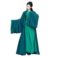 2022 Set Männer frauen Chinesischen Stil Vintage Täglichen Chinesischen Traditionellen Kleid Hanfu Langarm Cosplay Festival 2 stücke Dresss grün