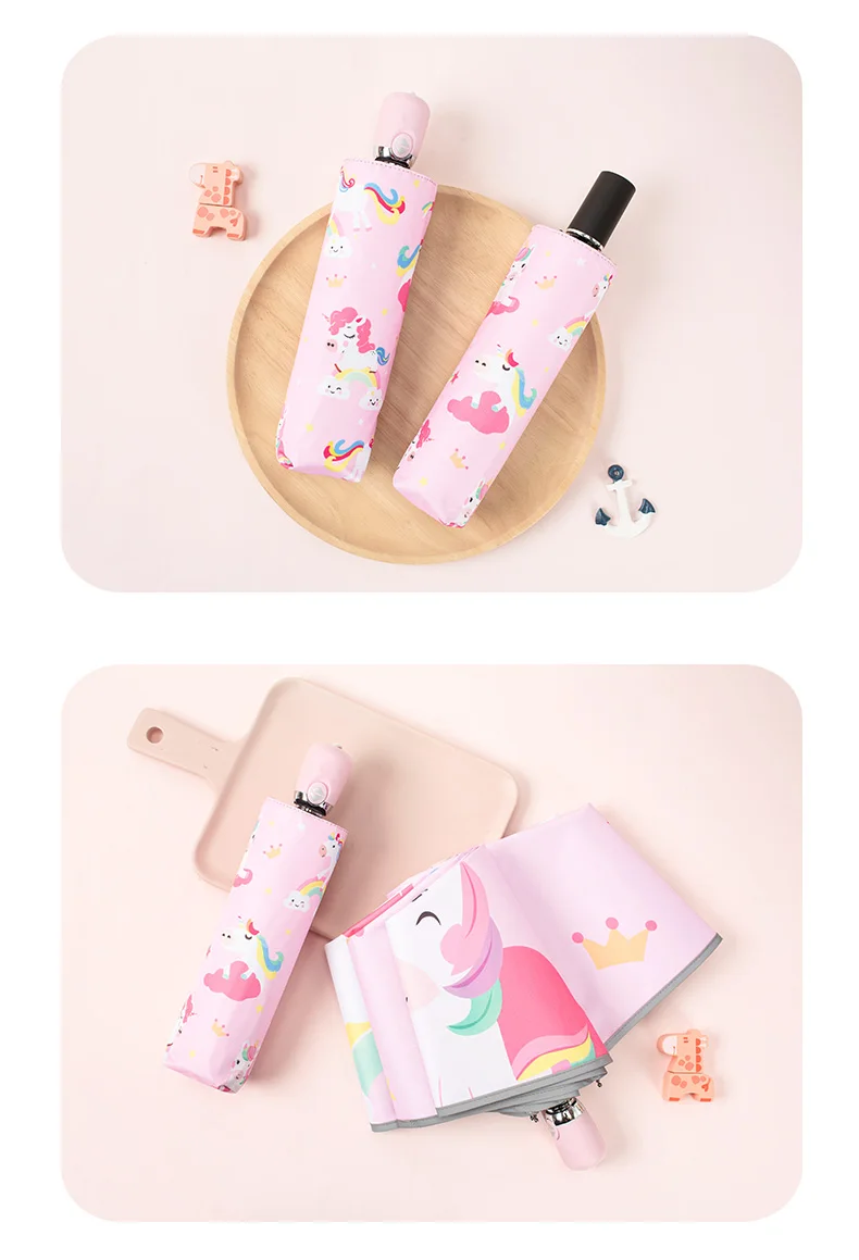 Cute Cartoon Unicorn Folding Umbrella