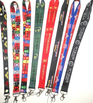 

30 pcs cartoon superhero Neck Strap Lanyards Badge Holder Rope Pendant Key Chain Accessorie