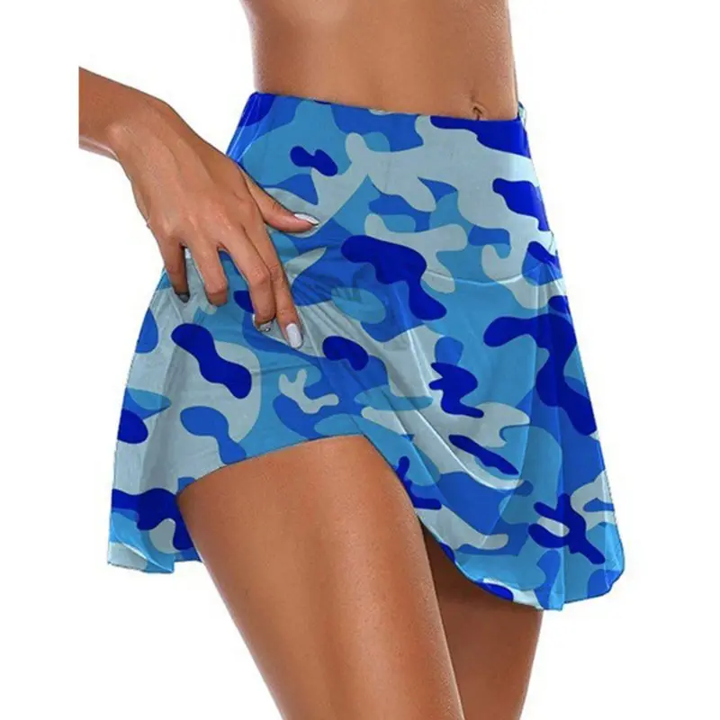 Women High Waisted 2-In-1 Sport Skorts Colorful Camouflage Printed Quick Dry Pleated Golf Skirts Athletic Running Shorts