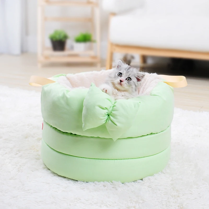 Pet Soft Plush Round Cat Beds Mats Warm Cotton Dog Mattress Lounger