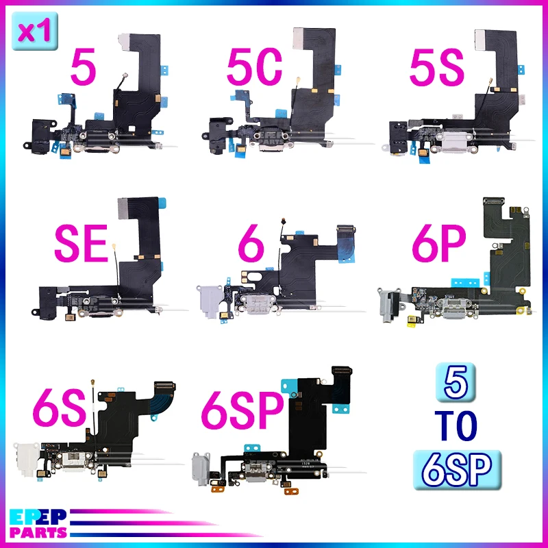 

Charging Port For iphone 5SE 5C 6SPlus 6 Plus Charger Flex with Board Mic Microphone Flex Cable 5 6 6S