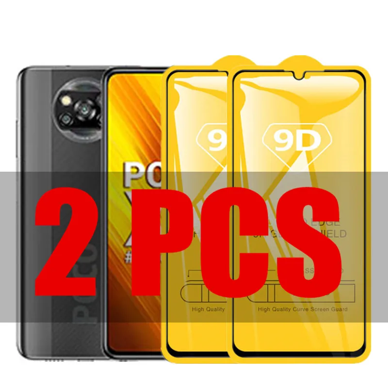 

2Pcs 9D Glass For Xiaomi Poco X3 X2 F2 Pro F1 Protective Glass on the For Xiaomi Poco X3 NFC F2 Pro F1 Screen Protector Film