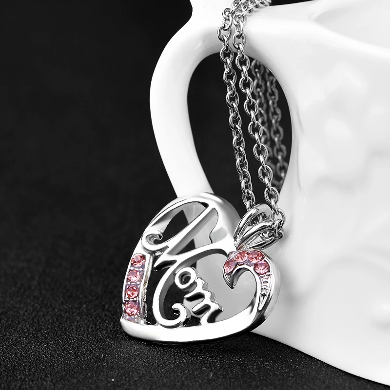 Новинка Лидер продаж стразы раньше ожерелья с надписью mom in heart forever ожерелье i love