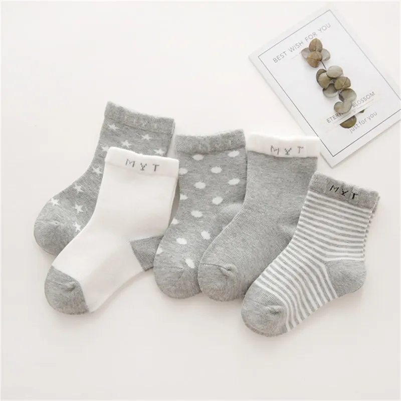 5 pair Simple geometry Safe Warm Comfort High Quality Cotton Soft Newborn Socks Kids Boy New Born Baby Girl Socks Miaoyoutong - Цвет: 2004-hui