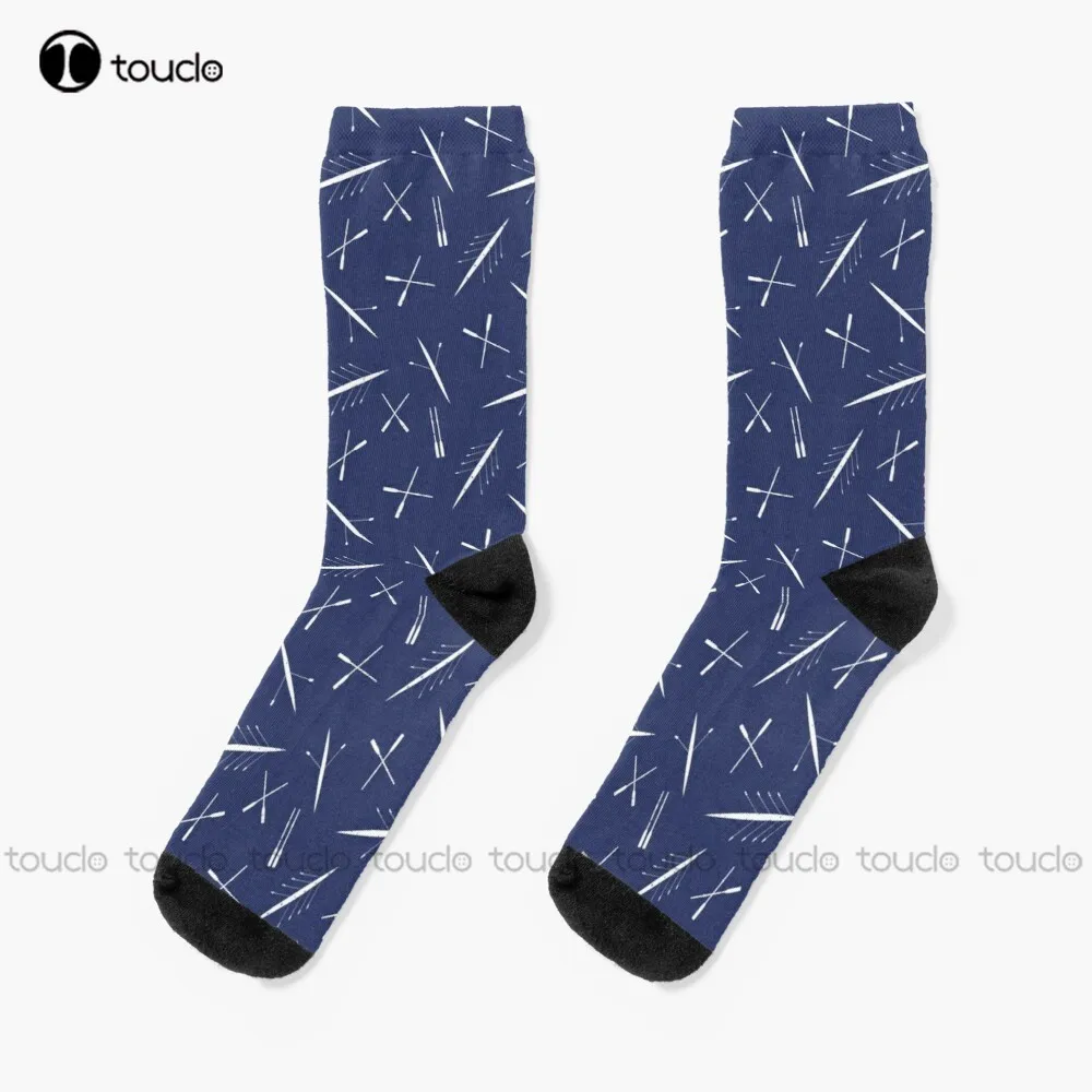 

Rowing Club Navy Blue And White Scull Pattern Socks Funky Socks Personalized Custom Unisex Adult Teen Youth Socks Fashion New