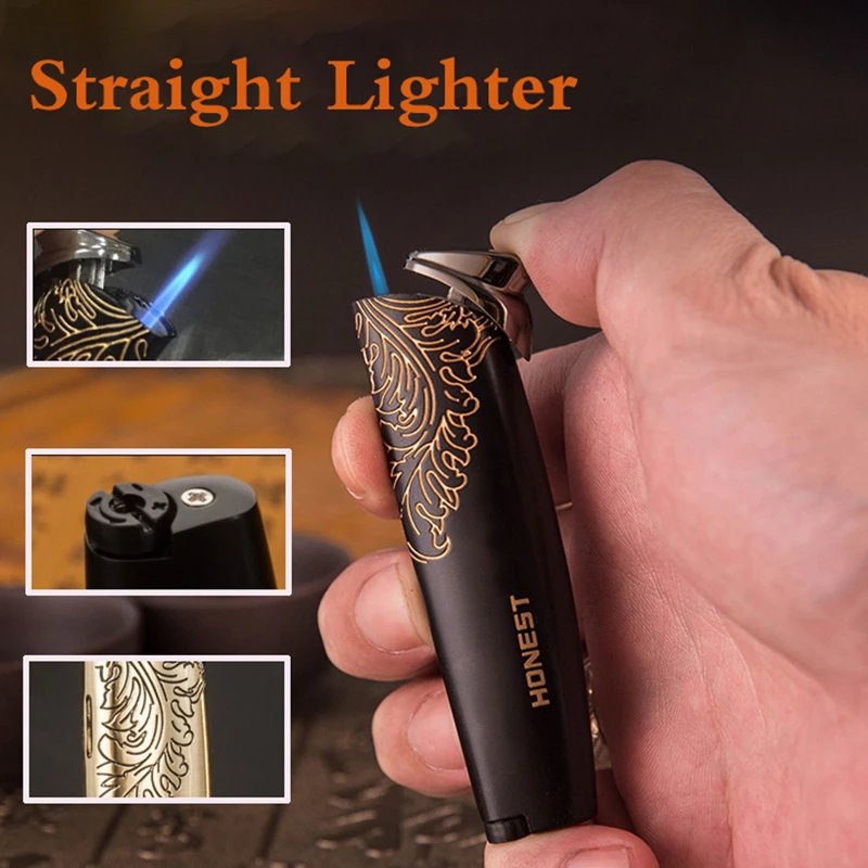 

Inflatable Butane Gas Torch Lighter Windproof Jet Metal Cigar Lighter Retro Luxury Kerosene Oil Cigarette Lighter Gadget for Men