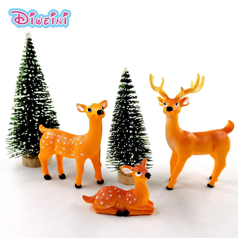 

Simulation Christmas Deer Family Tree action figure Animal model Educational hot Kitchen Toy set Doll House Gift For children