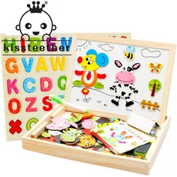 Kissteether rompecabezas con números de madera para niños, puzle de aprendizaje temprano, juguetes educativos con mango de madera, juego de mesa