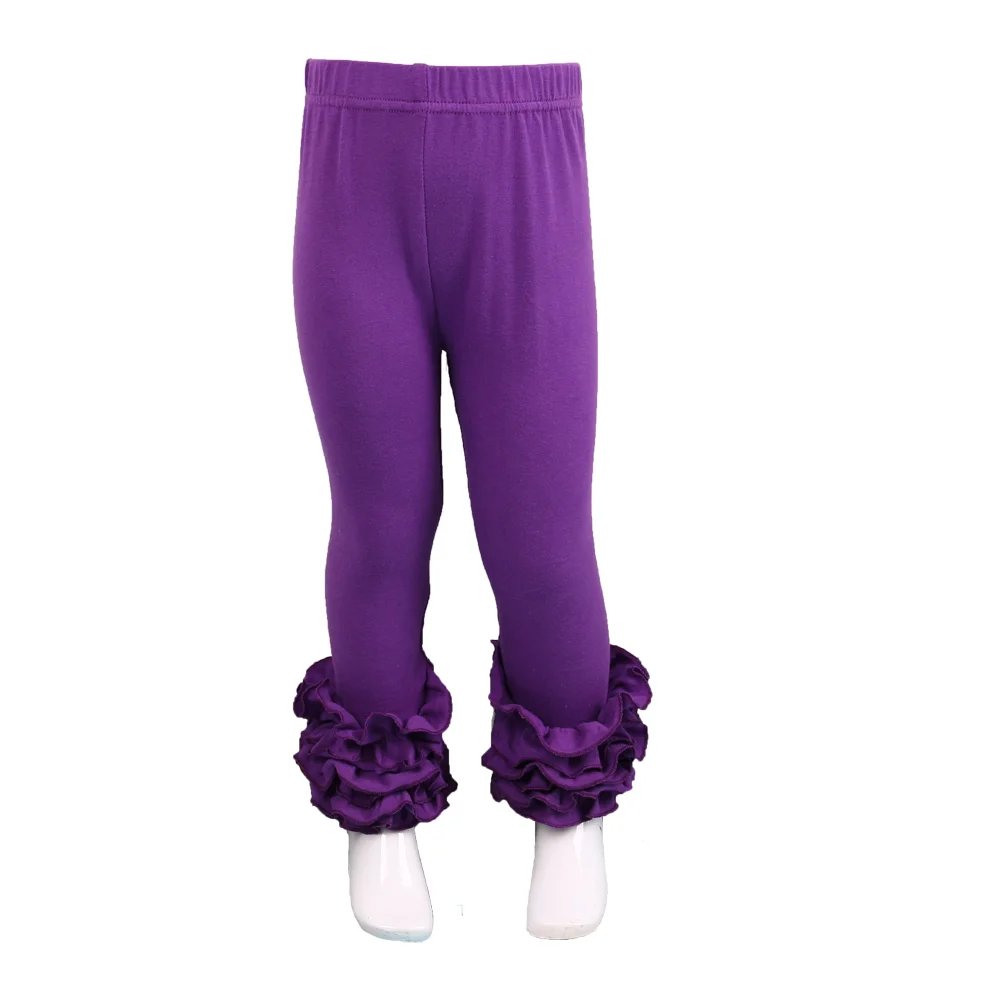 purple Джинсовые Леггинсы с оборками для девочек, Длинные эксклюзивные штаны, одежда для малышей, хлопковые штаны с эластичной резинкой на талии для девочек, полная длина - Цвет: purple