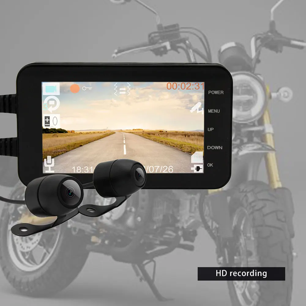 

WIFI 1080P HD Waterproof Camera 4" Motorcycle DVR Front Rear Dual Lens Driving Video Recorder Dash Cam Moto Bike FHD Recording