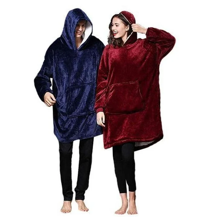 Более размера одеяло толстовка с капюшоном ультра плюшевые мягкие и теплые уличные зимние пальто с капюшоном халат флисовый пуловер для мужчин и женщин