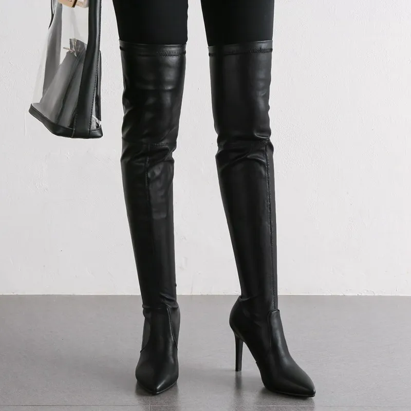 KemeKiss/эластичные ботфорты на очень высоком каблуке; пикантная обувь для клубных танцев и вечеринок; женская однотонная обувь; Mujer Zapatos; размеры 34-43