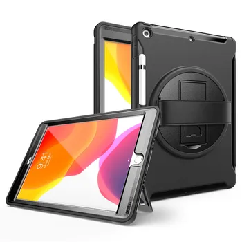 

Tablet Case for iPad 10.2 2019, iPad 7th Generation Case Shockproof 360 Degree Rotating Stand Hand Strap 3-Layer Rugged Cover