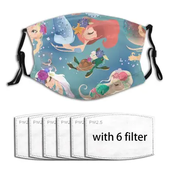 

Cute Mermaid Princess In Floral Wreath Face Mouth Mask Cover Anti Dustproof Washable Reusable Adult Mouth Masks Mascarilla