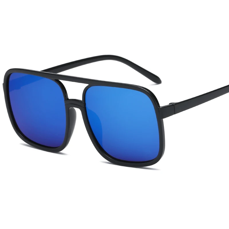Большие солнцезащитные очки черного цвета для женщин, пляжные очки, квадратные винтажные большие солнцезащитные очки, распродажа товаров - Цвет линз: BLACK BLUE
