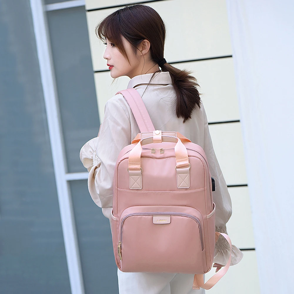HEFLASHOR водонепроницаемый рюкзак для ноутбука женский модный рюкзак для девочек 13,3-15,6 дюймов рюкзак для женщин Ткань Оксфорд черный розовый рюкзак