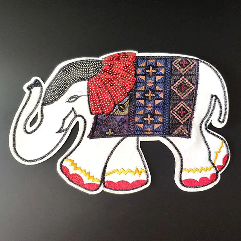 

Embroidery patch PU Large Elephant Diy Clothes Stickers Biker Badge Animal Patches For Clothing Strange things Christmas gift