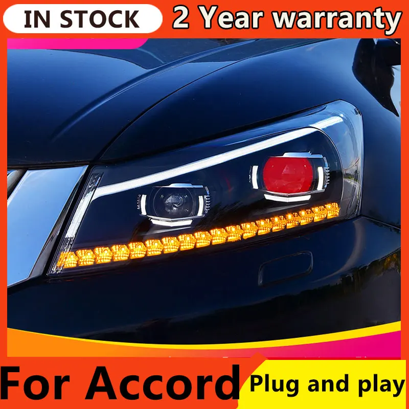 

Car Styling for Accord Headlights 2008-2012 Accord 8 LED Headlight LED DRL Hid Head Lamp Angel Eye Bi Xenon Accessories