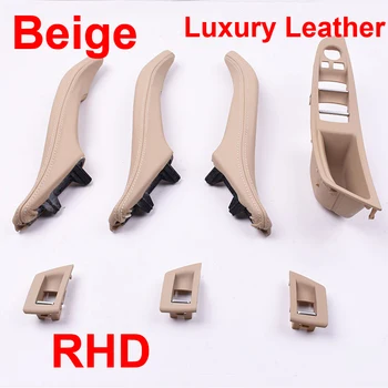 

Luxury Leather Right Hand Drive RHD For BMW 5 series F10 F11 520 525 Beige Car Interior Door Handle Inner Panel Pull Trim Cover