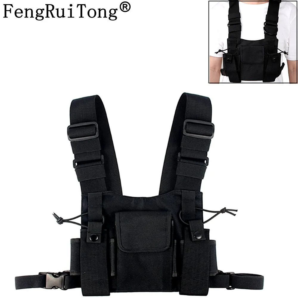 3 Pocket chest pack bag harness for walkie talkie radioYLW 