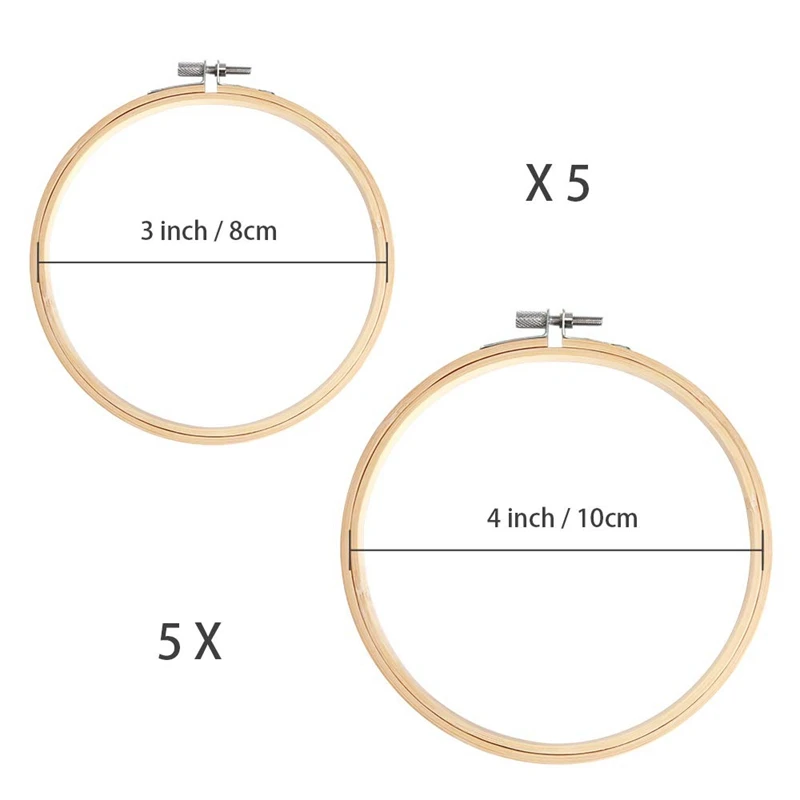 10 шт 3 дюйма и 4 дюйма пяльца для вышивания бамбукового круга крестиком кольцо-обруч для рождественского орнамента Искусство ремесло для