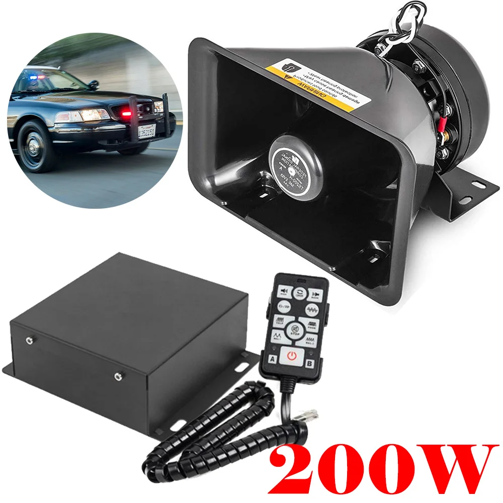 12V 200W Super Loud Universal Car Warning Alarm Horn Altoparlante funziona con sistema di allarme Avvisatore acustico 