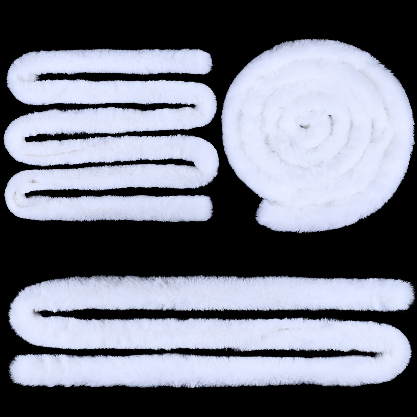 275cm Christmas White Faux Fur Ribbon Trim Fabric Roll for Xmas Tree Decoration 2PCS