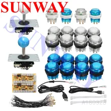 Нулевая задержка джойстика Комплект Аркады своими руками части с светодиодная кнопка+ ДЖОЙСТИК+ USB энкодер+ кабели аркадная игра джойстик DIY наборы