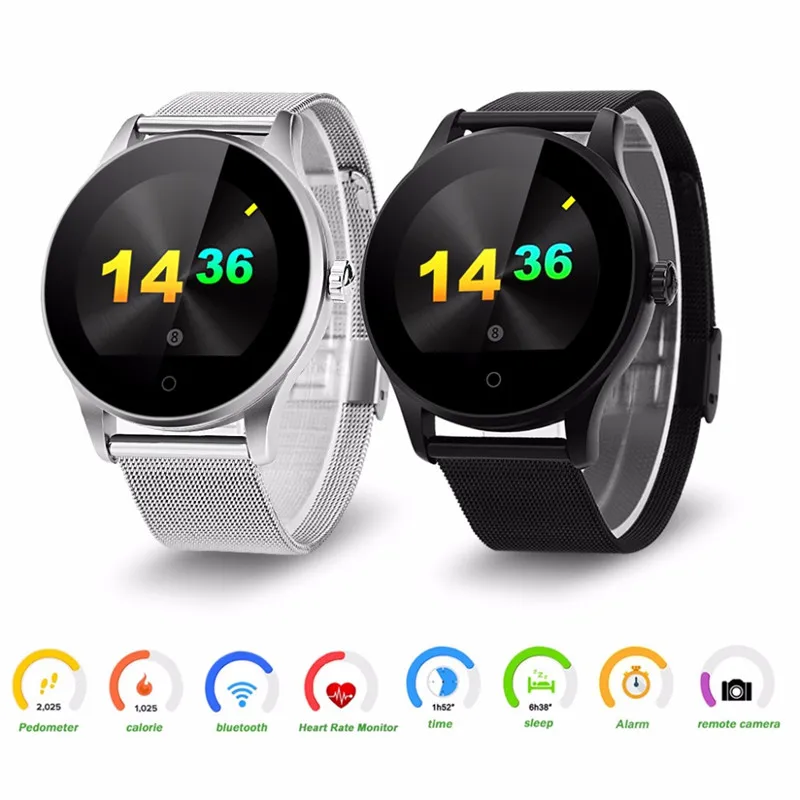 

K88H Bluetooth Smartwatch IPS HD Screen Heart Rate Monitor Remote Camera Push Messages For Android ISO MTK2502C Smart Watch
