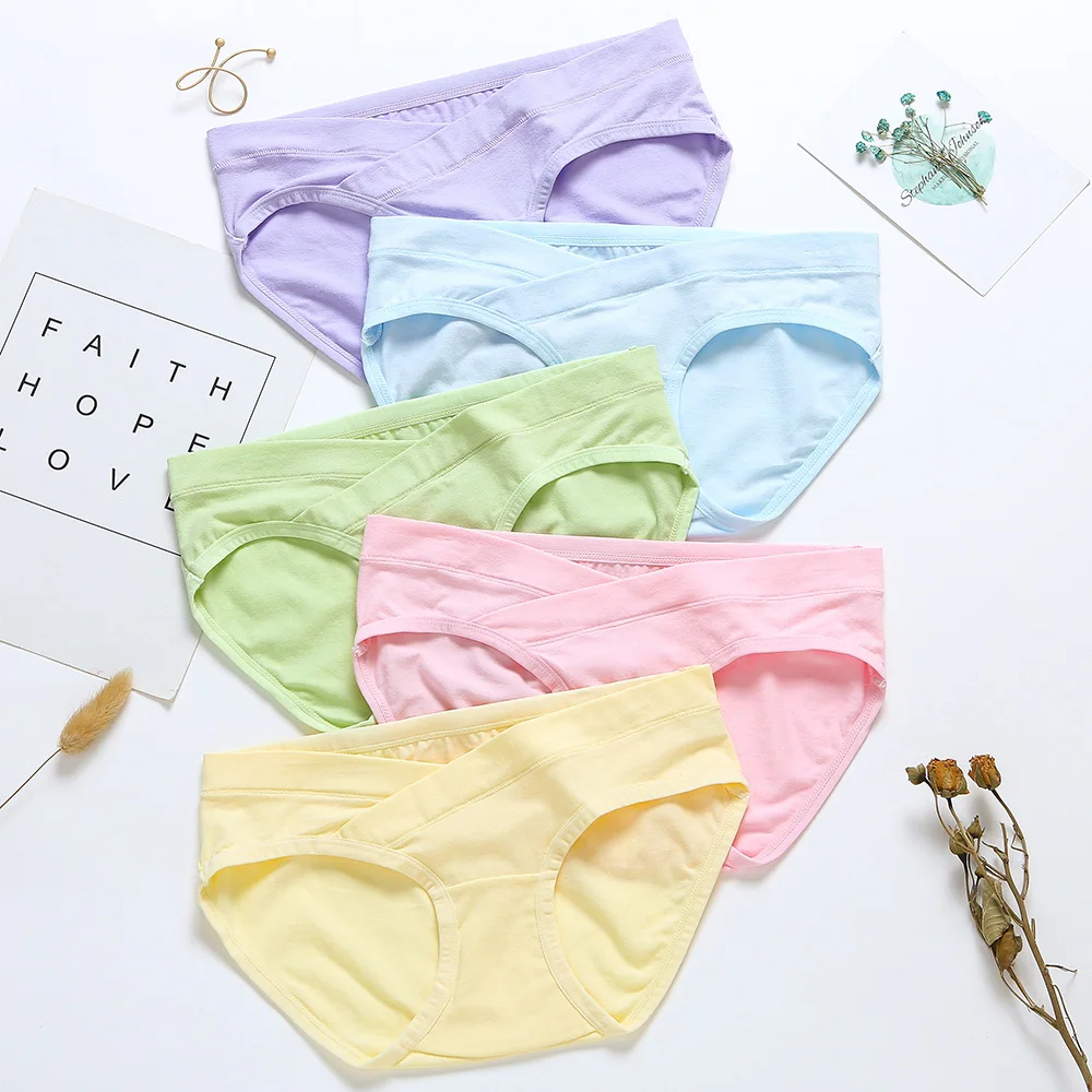 ZTOV 4Pcs/Lot Cotton Maternity Underwear Panties U-Shaped Low Waist Pregnancy Women Clothing Pregnant Underwear Briefs Pants XXL