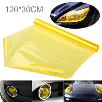 

120cm*30cm Gloss Yellow Film Car Headlight Taillight Changing Color Film Sheet Sticker Cover Car Lamp Color Change Sticker