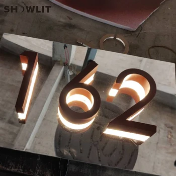 

Lit Up Building Signs Separated Lighting Building Numbers Modern Custom Made House Door Numbers