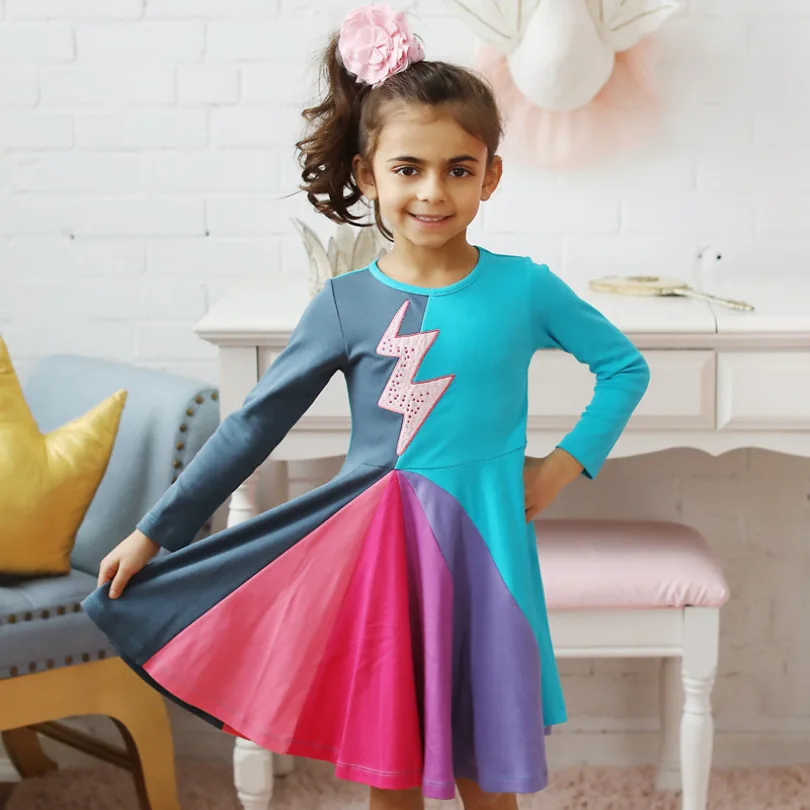 

Spring and Autumn Rainbow Girl Rainbow Dress Children Party Dress Fashion Princess Dress Sweet Girl Cute Beauty Clothing