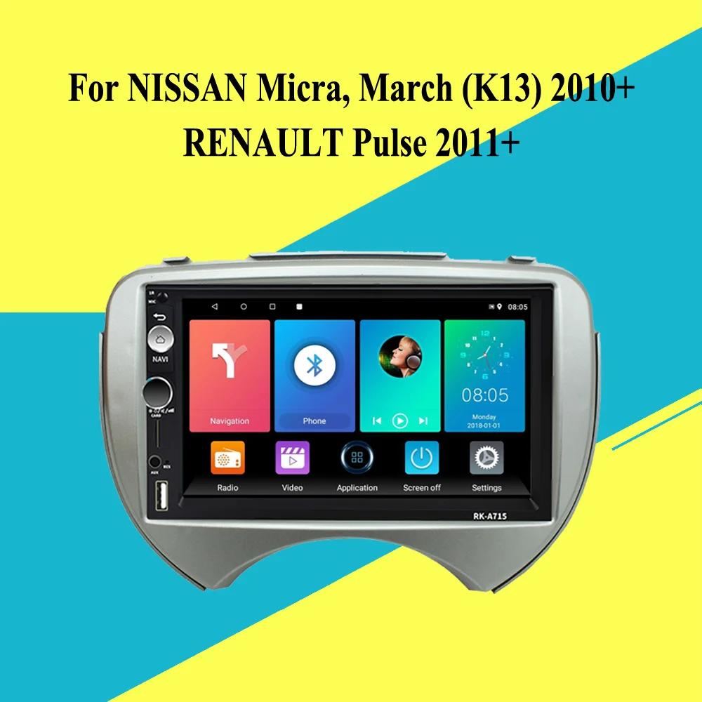 For NISSAN Micra March (K13) 2010-2013 RENAULT Pulse 2011+ 7 Inch 2 Din Car Multimedia Player GPS Navigation Android Autoradio | Автомобили
