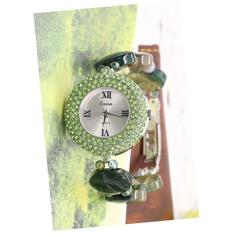 

Women's Bracelet Watch Natural India Agate Quartz Watch Creative Gift Watch Diamond Set Full of Crystals WOMEN'S Watch