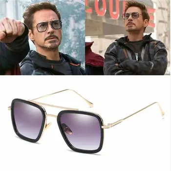 

Tony Stark Flight 006 Style Sunglasses Women Men Iron Man Glasses Square Fashion Game Avengers 4 Downey Cosplay Props