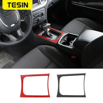 

TESIN Interior Mouldings Car Gear Panel Decorative Cover Stickers Carbon Fiber Sticker For Dodge Charger 2015+ Accessories