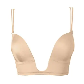 

YBCG Deep U Triangle Cup Sexy Women Bra Cotton Adjusted-straps Lingerie Thin Padded Push Up Underwear Wedding Bra For Women
