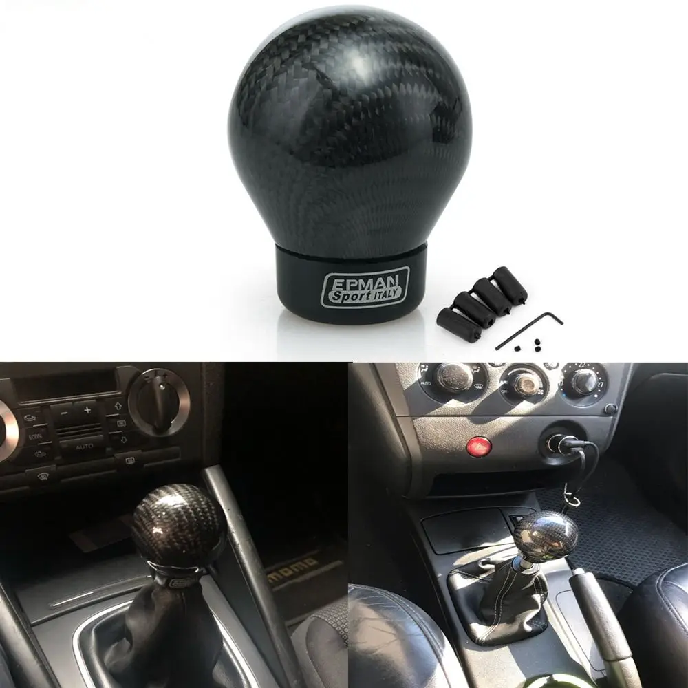 Настоящее углеродное волокно универсальная ручка переключения рулевого механизма автомобиля рычаг переключения круглая шаровая форма для Honda VW BMW EP-SK1717S-AF