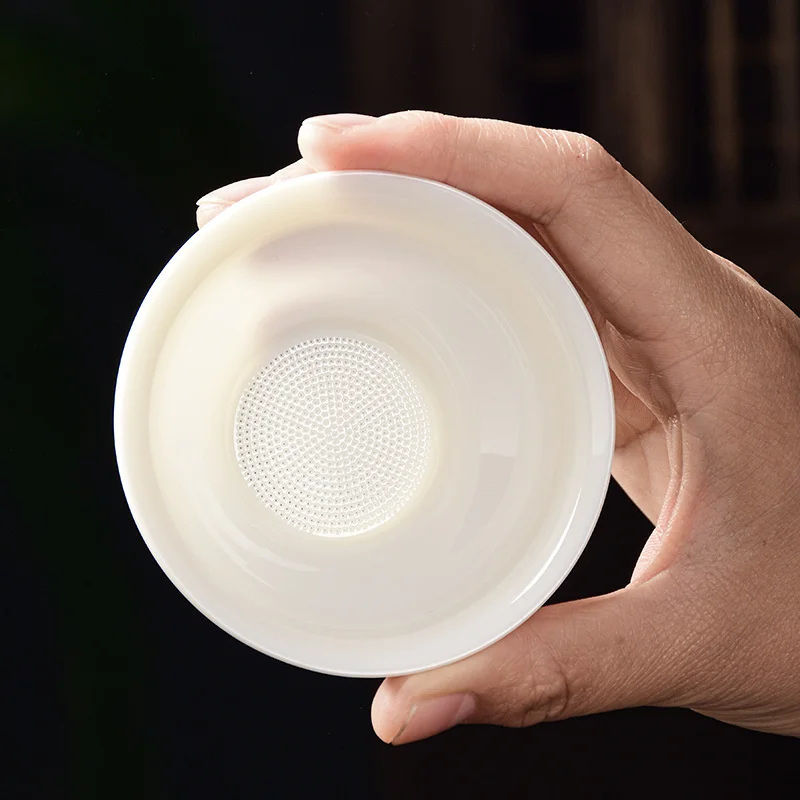 Tea Filter Mutton Fat Jade Pure White Tea Leakage White Porcelain Kung Fu Household Tea Set