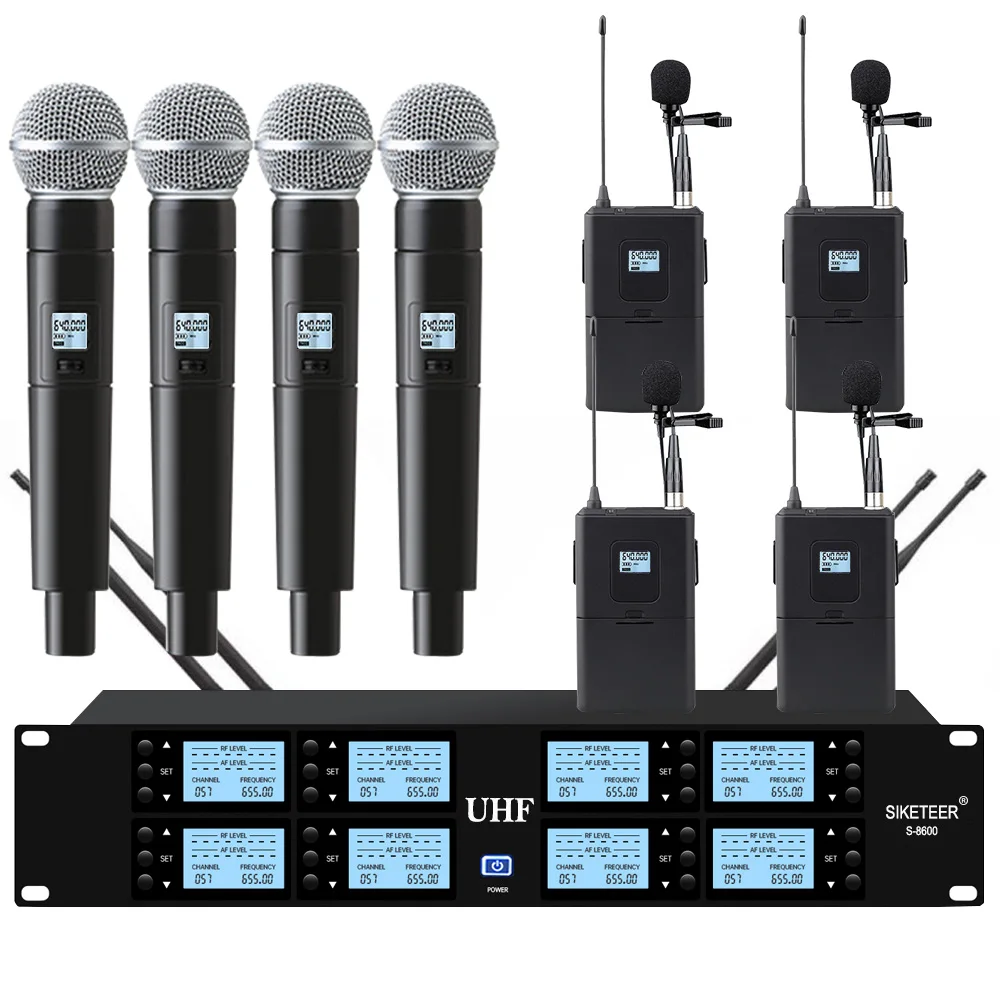 microphone for computer Professional UHF wireless microphone 8 channel handheld microphone lavalier microphone stage performance conference microphone gaming mic Microphones