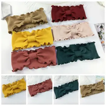 

Lovely Fashion Baby Girls Headbands Cute Toddler Infant Kid Knitted Bow Wave Hair Band Accessories Elastic Turban Kids Headwrap