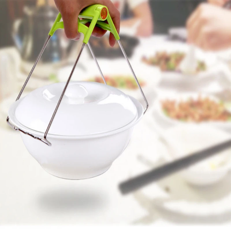 2PCS Stainless Steel Hot Bowl Clip Pot Dish Holder Steamer Heat Insulation Plate Tong Anti-Hot Clamp Gripper Kitchen Tools