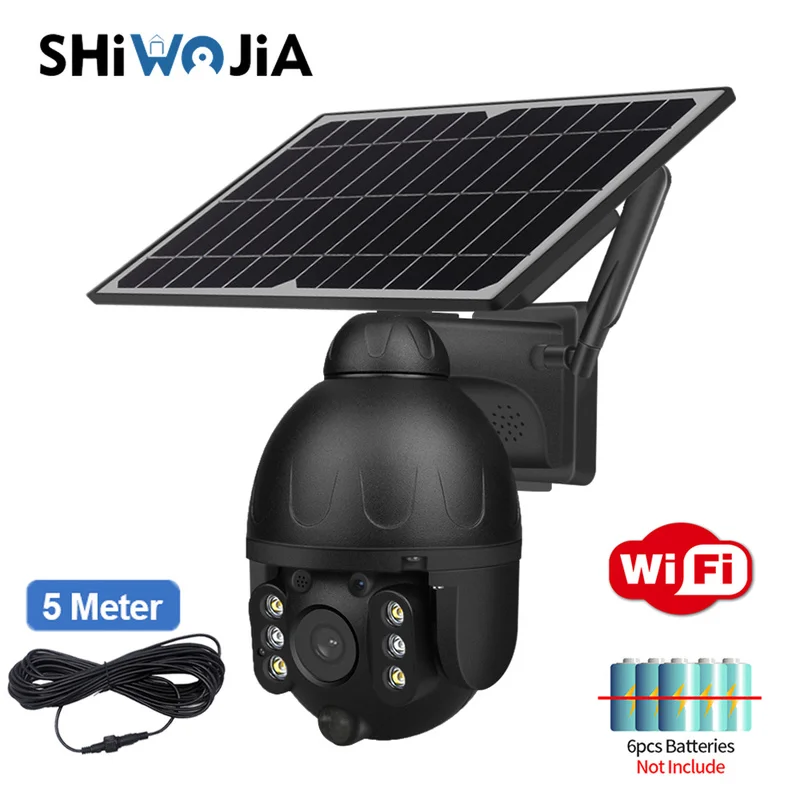SHIWOJIA наружная Солнечная камера WIFI беспроводная безопасность черная Съемная