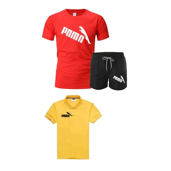 

Summer men's suit sports leisure three piece set new short sleeve quick dry shorts men's jogging suit + cotton polo shirt
