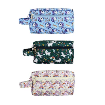 

Unicorn Printed Canvas Makeup Bag Double Zipper Cartoon Printed Cosmetic Make Up Case Travel Easy To Carry Storage Bag Dropship